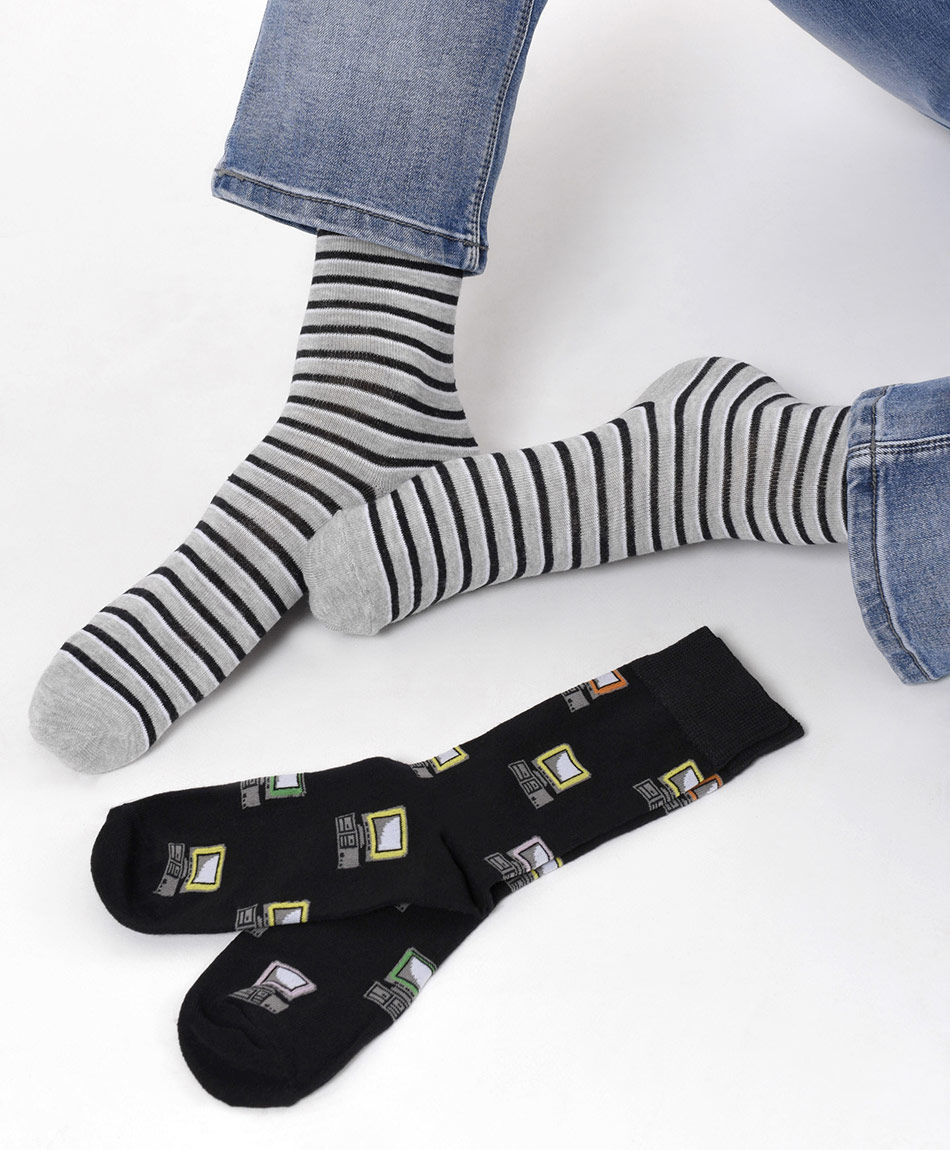 Pack 2 calcetines hombre cactus y cubos - TRICOT